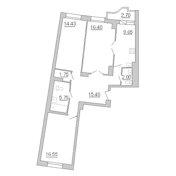 Трехкомнатная квартира в : площадь 83.12 м2 , этаж: 10 – купить в Санкт-Петербурге